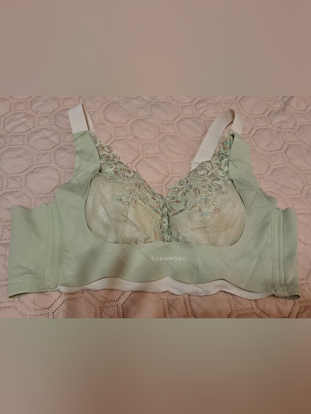 Sage Green Lace-Trim Wireless Bra